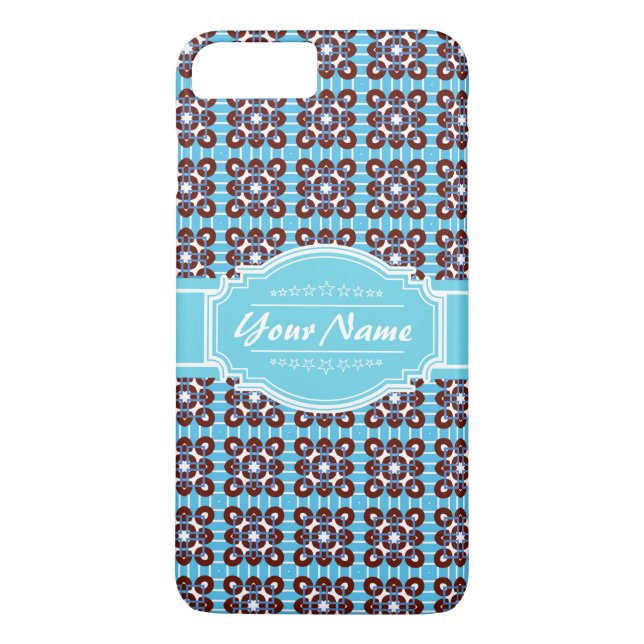 Funda De Case-Mate Para iPhone Patrón de cuadrados de turquesa Aqua Personalizado (Reverso)