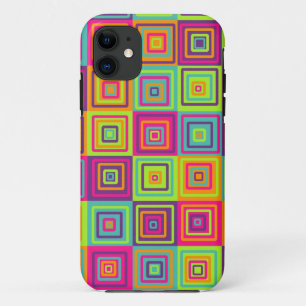 Funda Para iPhone 11 Patrón de Cuadrados Geométricos Coloridos