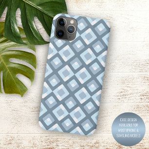 Funda Para iPhone 15 Mini Patrón de cuadrados gris azul pizarra claro de med