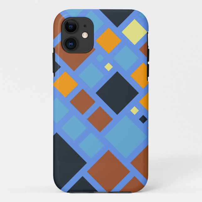 Funda De Case-Mate Para iPhone Patrón de cuadrados modernos retro amarillo marrón (Reverso)