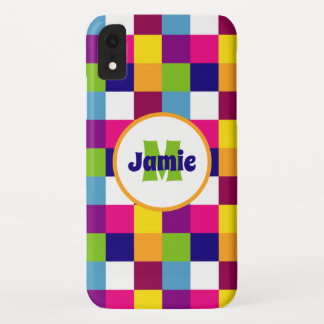 Funda Para iPhone XR Patrón de cuadrados o bloques de color personaliza
