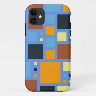 Funda Para iPhone 11 Patrón de cuadrados retro-modernos Marrón amaril