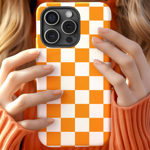Funda Para iPhone 11 Patrón de cuadros de ajedrez naranja y blanco