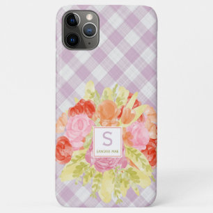 Funda Para iPhone 11 Pro Max Patrón de cuadros de gingham rosa pastel de Pascua