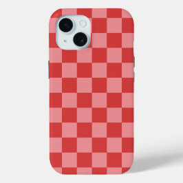 Funda Para iPhone 15 Patrón de Cuadros Rosa y Rojo Divertido para San V