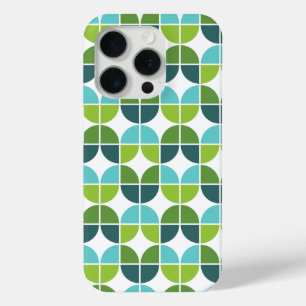 Funda Para iPhone 15 Pro Patrón de cuartos retro en verde azul