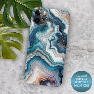 Funda Para iPhone 11 Pro Max Patrón de Cuarzo Turquesa Azul Claro Purpura
