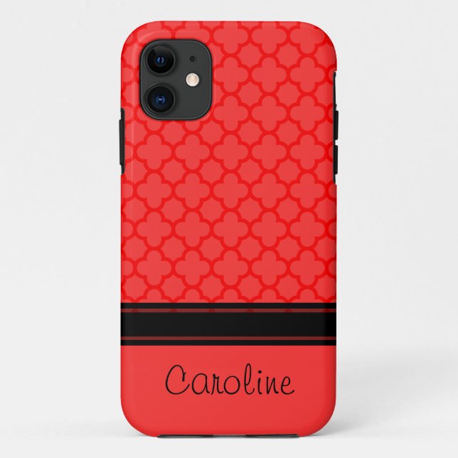 Funda De Case-Mate Para iPhone Patrón de cuatrefoil rojo (Reverso)