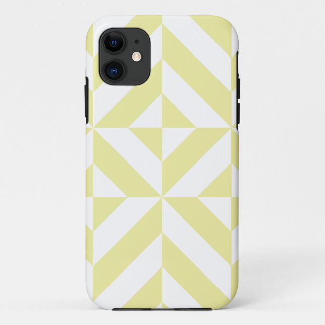 Funda De Case-Mate Para iPhone Patrón de cubo de deco geométrico amarillo pálido (Reverso)
