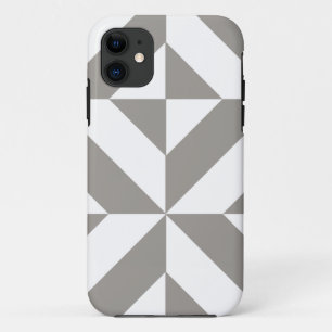 Funda Para iPhone 11 Patrón de cubo de deco geométrico gris plateado