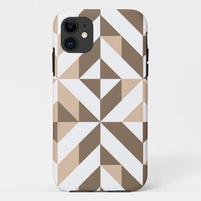 Funda De Case-Mate Para iPhone Patrón de cubo geométrico beige marrón (Reverso)