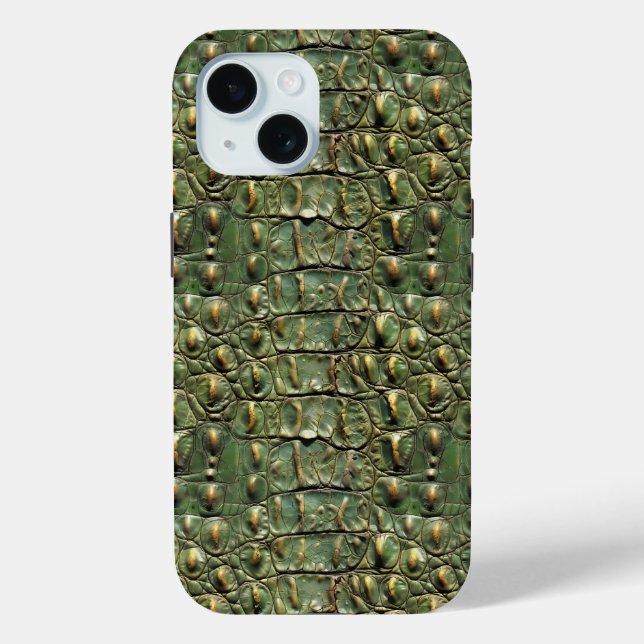 Funda De Case-Mate Para iPhone Patrón de cuero de cocodrilo verde (Reverso )