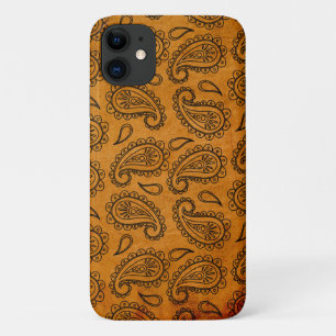 Funda Para iPhone 11 Patrón de cuero de época de paisleña india cúr