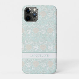 Funda Para iPhone 11 Pro Patrón de Damasco Blanco Azul Náutico