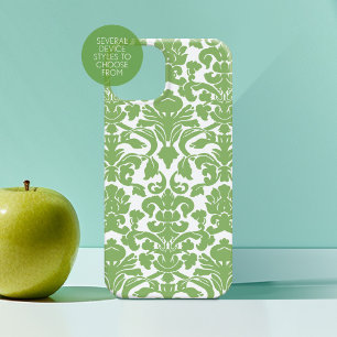 Funda Para iPhone 15 Pro Max Patrón de Damasco - Blanco verde