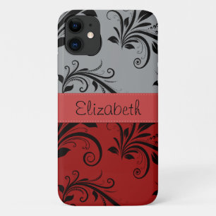 Funda Para iPhone 11 Patrón de Damasco, Damasco Gris, Damasco Rojo, Su