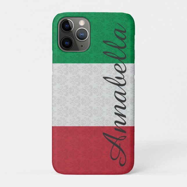 Funda De Case-Mate Para iPhone Patrón de Damasco de Bandera Italiana Monograma Pe (Reverso)