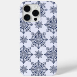 Funda Para iPhone 15 Pro Max Patrón de Damasco de copo de nieve azul