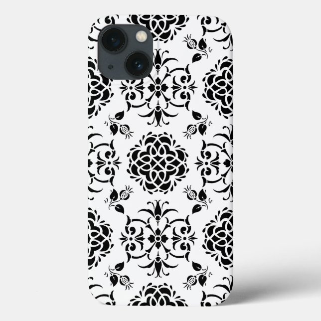 Funda De Case-Mate Para iPhone Patrón de Damasco de estilo blanco y negro (Reverso)