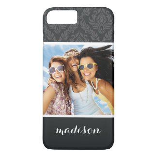 Funda Para iPhone 8 Plus/7 Plus Patrón de damasco de nombre y foto personalizado 6