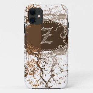 Funda Para iPhone 11 Patrón de Damasco de Vintage con letra de monogram