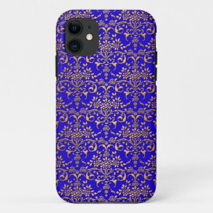 title_seo2 Patrón de damasco elegante azul brillante y dorado