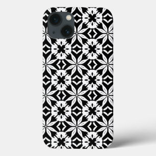 Funda Para iPhone 13 Patrón de Damasco en blanco y negro