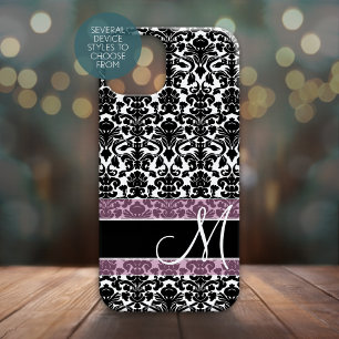 Funda Para iPhone 14 De Case-Mate Patrón de Damasco en blanco y negro con monograma
