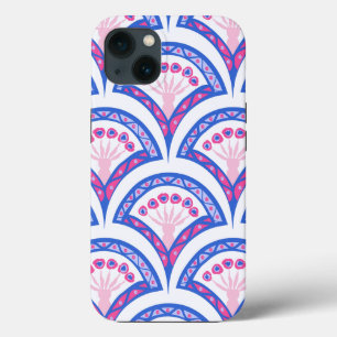 Funda Para iPhone 13 patrón de damasco floral azul