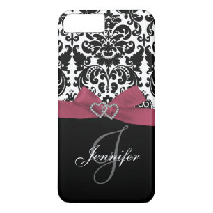 Funda Para iPhone 8 Plus/7 Plus Patrón de Damasco Ornato Negro, Rosa Personalizado