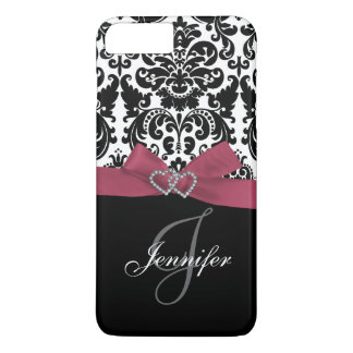 Funda Para iPhone 8 Plus/7 Plus Patrón de Damasco Ornato Negro, Rosa Personalizado