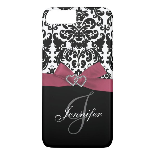 Funda De Case-Mate Para iPhone Patrón de Damasco Ornato Negro, Rosa Personalizado (Reverso)