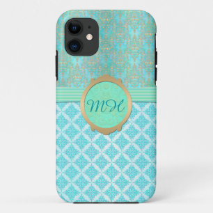 title_seo2 Patrón de damasco personalizado de turquesa y oro