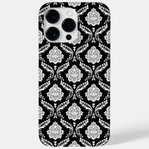 Funda Para iPhone 14 Pro Max De Case-Mate Patrón de Damasco Rococó Blanco sobre Negro