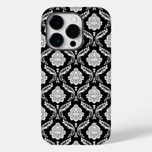 Funda Para iPhone 14 Pro De Case-Mate Patrón de Damasco Rococó Blanco sobre Negro