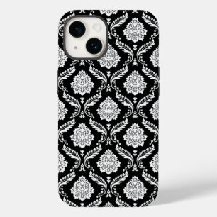 Funda Para iPhone 14 De Case-Mate Patrón de Damasco Rococó Blanco sobre Negro