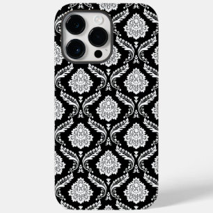 Funda Para iPhone 14 Pro Max De Case-Mate Patrón de Damasco Rococó Blanco sobre Negro
