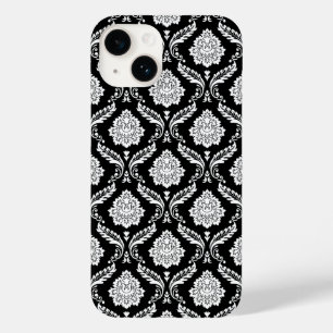 Funda Para iPhone 14 De Case-Mate Patrón de Damasco Rococó Blanco sobre Negro