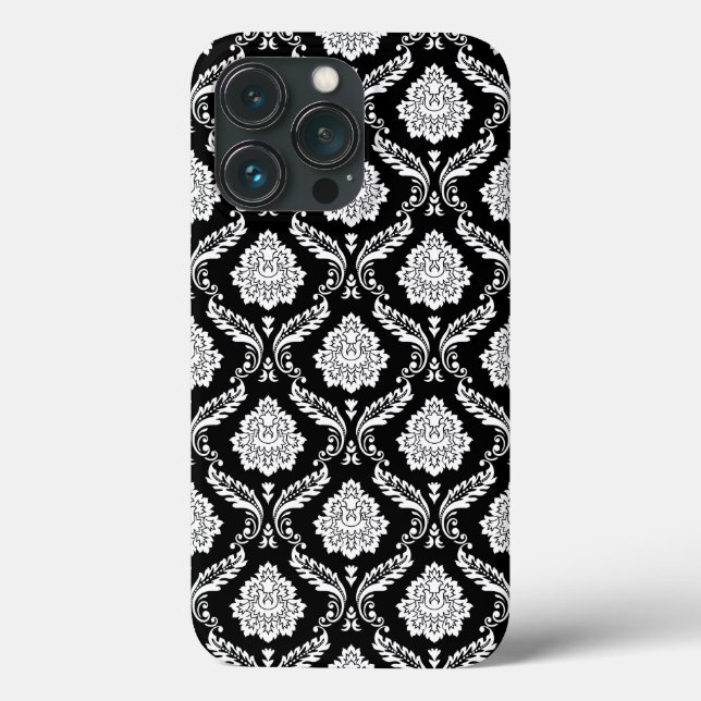 Funda De Case-Mate Para iPhone Patrón de Damasco Rococó Blanco sobre Negro  (Reverso )