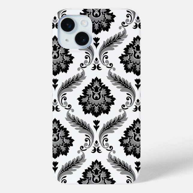 Funda De Case-Mate Para iPhone Patrón de Damasco Rococó Gris Negro Blanco (Reverso )