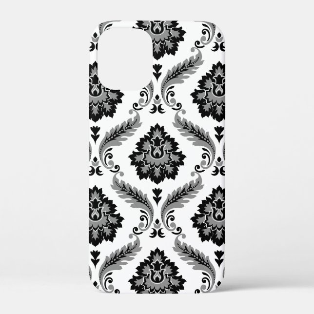 Funda De Case-Mate Para iPhone Patrón de Damasco Rococó Gris Negro Blanco (Reverso )