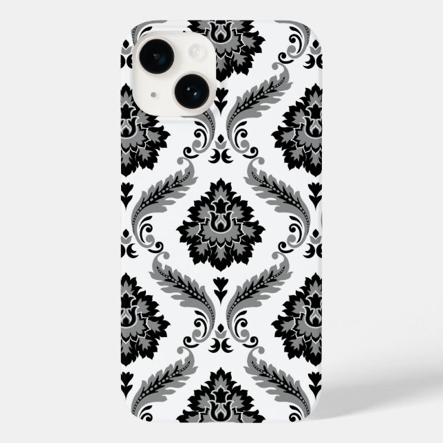 Funda De Case-Mate Para iPhone Patrón de Damasco Rococó Gris Negro Blanco (Reverso )