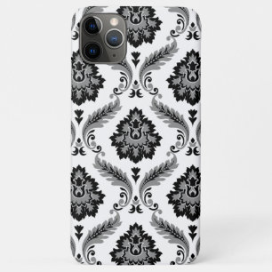 Funda Para iPhone 11 Pro Max Patrón de damasco rococó gris negro blanco