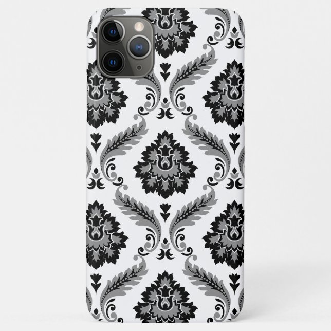 Funda De Case-Mate Para iPhone Patrón de damasco rococó gris negro blanco (Reverso)