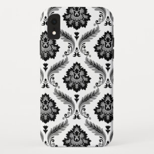 Funda Para iPhone XR Patrón de damasco rococó gris negro blanco