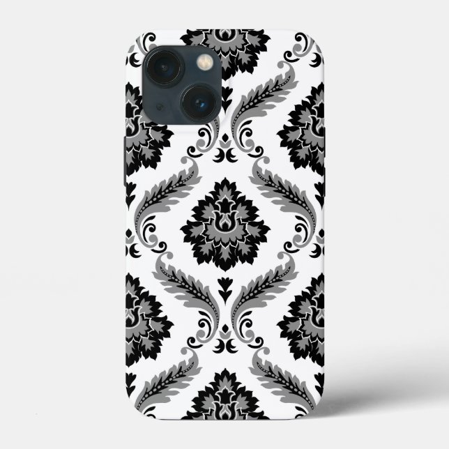 Funda De Case-Mate Para iPhone Patrón de Damasco Rococó Gris Negro Blanco (Reverso )