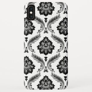 Funda Para iPhone XS Max Patrón de Damasco Rococó Gris Negro Blanco