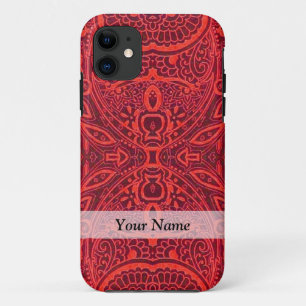 Funda Para iPhone 11 Patrón de damasco tribal rojo
