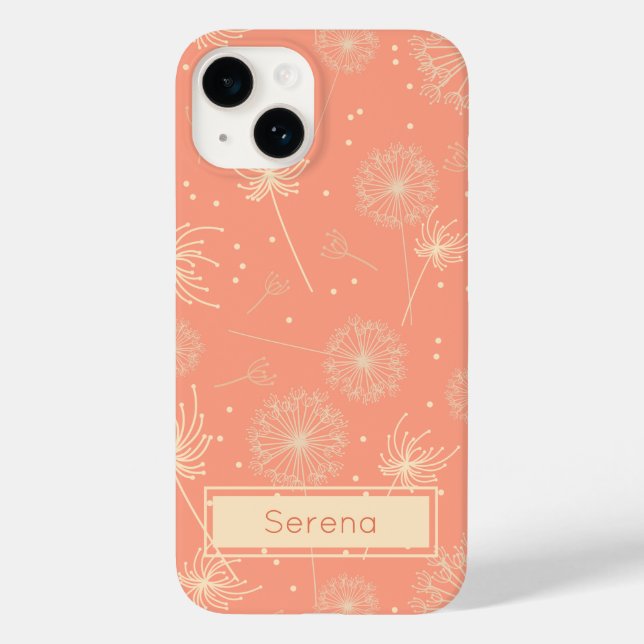 Funda De Case-Mate Para iPhone Patrón de Dandelion floral rosa pastel personaliza (Reverso )