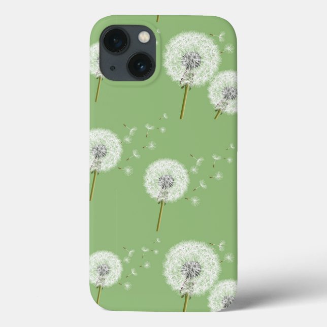 Funda De Case-Mate Para iPhone Patrón de Dandelion sobre fondo verde (Reverso)